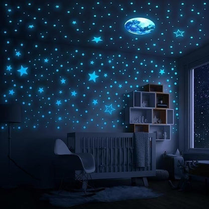 The Dark Vinyl Fluorescent Night Glow Self Adhesive Stickers In The Dark Star Space Wall Stickers | Radium Stickers For Bedroom C- Night Glow Radium Sheet