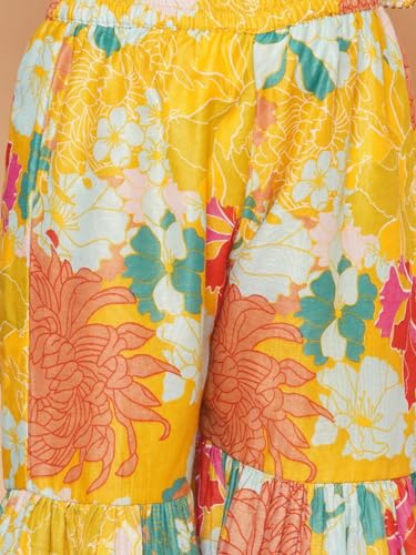 Naixa Girls Rayon Fabric Floral Printed 3/4 Sleeve Sharara Dress Set For All Occasion salwar suit