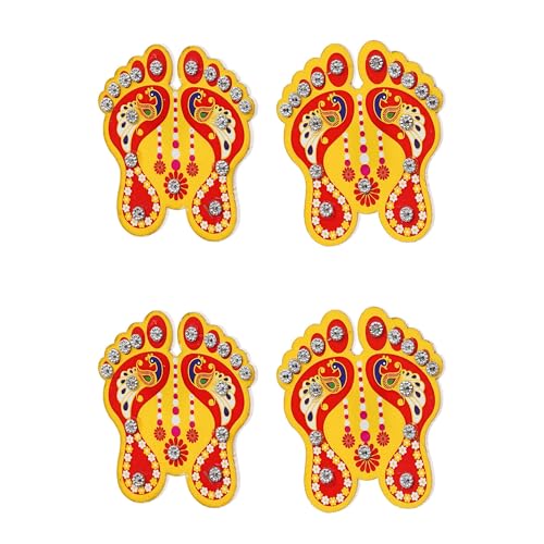 eCraftIndia Lakshmi Charan Paduka Stickers for Home Office Puja Ghar Temple - Diwali Decoration Items for Home Decor