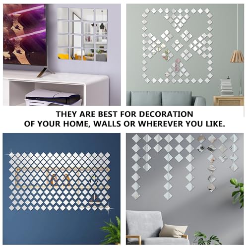 Goelite 30 Big Square Acrylic Mirror Stickers for Wall Decoration | Acrylic Stickers Wall Mirror