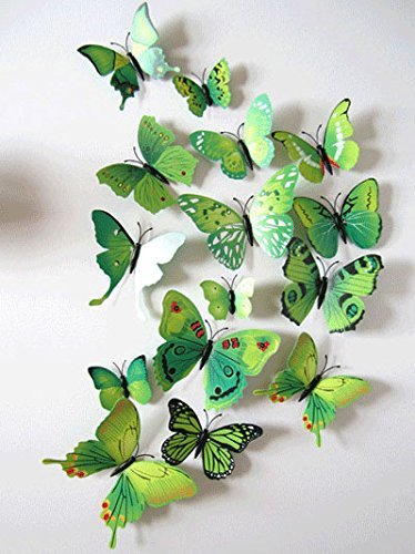 Pindia 12 Pcs 3D Metal Butterfly Wall Stickers for Home Party Wedding Decor (Blue)