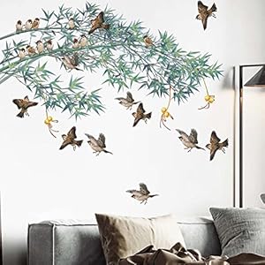 JAAMSO ROYALS Nature Design Vinyl with Birds Self Adhesive Home Décor Wall Sticker