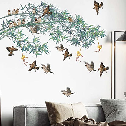 JAAMSO ROYALS Nature Design Vinyl with Birds Self Adhesive Home Décor Wall Sticker