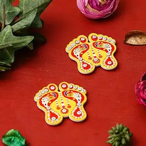 eCraftIndia Lakshmi Charan Paduka Stickers for Home Office Puja Ghar Temple - Diwali Decoration Items for Home Decor