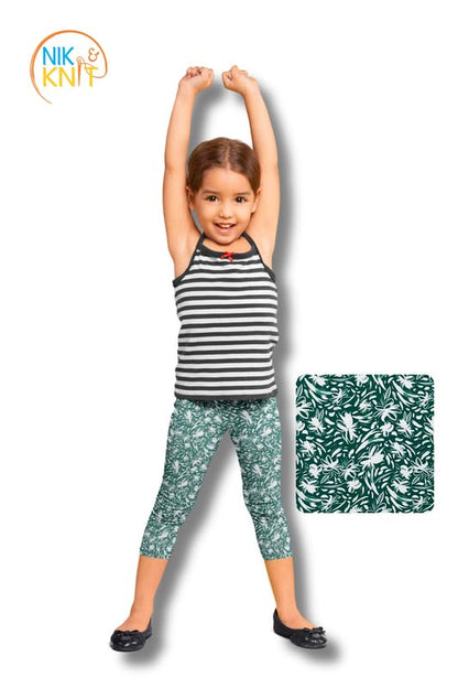 NIK & KNIT Premium Stretchable Printed Capri Leggings for Girls/Kids | Nightwear Capri | Printed Pyjama (Top/T-Shirt NOT Included)