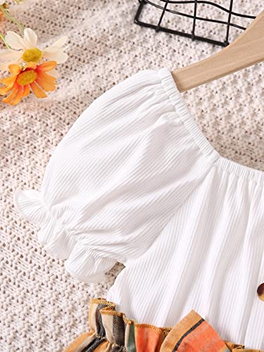 TAGAS Toddler Girls Striped Print Puff Sleeve Bow Front Dress || Stripe Pattern Dress for Kids || A Line Dress || Puff Sleeve Dress for Kids || Casual Dress (KD-202)
