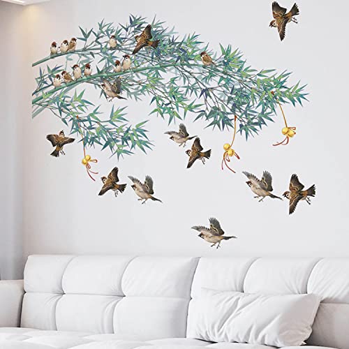 JAAMSO ROYALS Nature Design Vinyl with Birds Self Adhesive Home Décor Wall Sticker