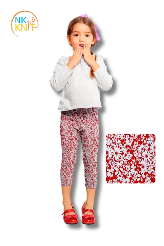 NIK & KNIT Premium Stretchable Printed Capri Leggings for Girls/Kids | Nightwear Capri | Printed Pyjama (Top/T-Shirt NOT Included)