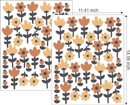 CVANU 2 Sheets of Beautiful Flowers Wall Sticker Printed on Vinyl Self-Adhesive for Wall Decoration (11.41inchX14.56inch)_F170