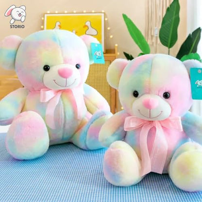 Storio Toy Cute Rainbow Colored Huggable Teddy Bear | 30 cm | Plushie Soft Toys for Kids | Plush Soft Toys for Baby Boys and Girls Kids - Teddy | Best Valentine Gift