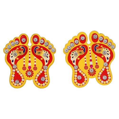 eCraftIndia Lakshmi Charan Paduka Stickers for Home Office Puja Ghar Temple - Diwali Decoration Items for Home Decor