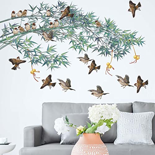 JAAMSO ROYALS Nature Design Vinyl with Birds Self Adhesive Home Décor Wall Sticker