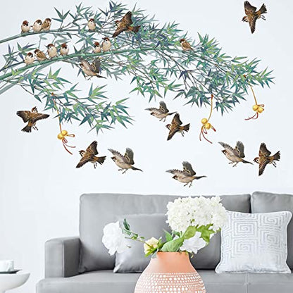 JAAMSO ROYALS Nature Design Vinyl with Birds Self Adhesive Home Décor Wall Sticker