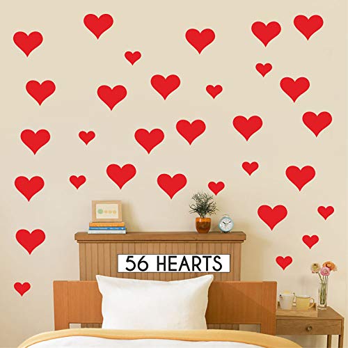 Wall Attraction Romantic Red Love Hearts Design Wall Stickers for Living Room