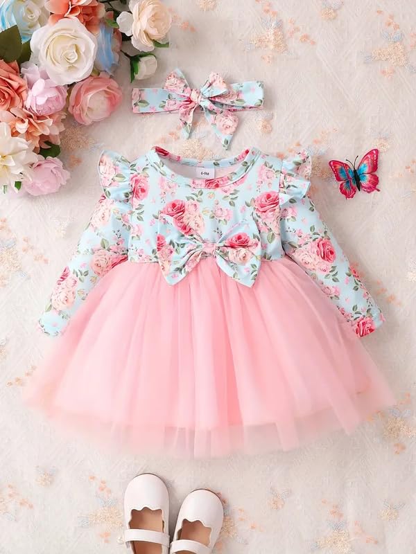 Niren Enterprise Hornbill Floral Printed Purple Color Baby Frock