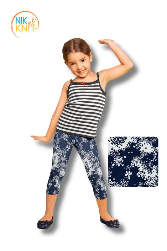 NIK & KNIT Premium Stretchable Printed Capri Leggings for Girls/Kids | Nightwear Capri | Printed Pyjama (Top/T-Shirt NOT Included)