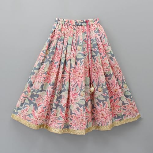GORLYA Girls Ethnic Wear Rayon Flower Printed Readymade Lehenga Choli Set