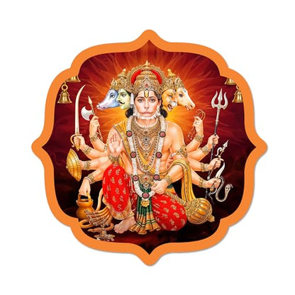 Flybuy Hub Panchmukhi Hanuman Sticker Hanuman for Door Entrance | Self Adhesive Wooden As Per Vastu | Best for Home Decor