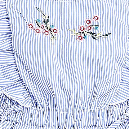 Hopscotch Baby Girls Cotton Wing Sleeves Floral Jumpsuits in Blue Color