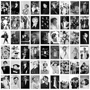 Craft Qila 54 Peel-N-Stick BTS Black and White Wall Collage Kit | BTS K-pop Aesthetic Photo Collage | Army K-pop Pictures Room D?cor