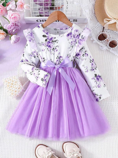 Niren Enterprise Girls Modal and net Fabric Full Sleeve Knee Length Frock