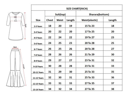 White Button Kid's Georgette Sharara Suit