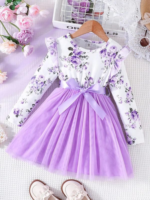 Niren Enterprise Girls Modal and net Fabric Full Sleeve Knee Length Frock