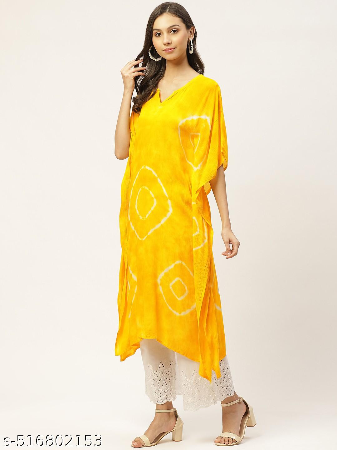 Women Tie-Dye Rayon Crepe Kaftan