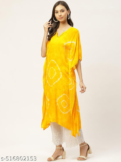 Women Tie-Dye Rayon Crepe Kaftan