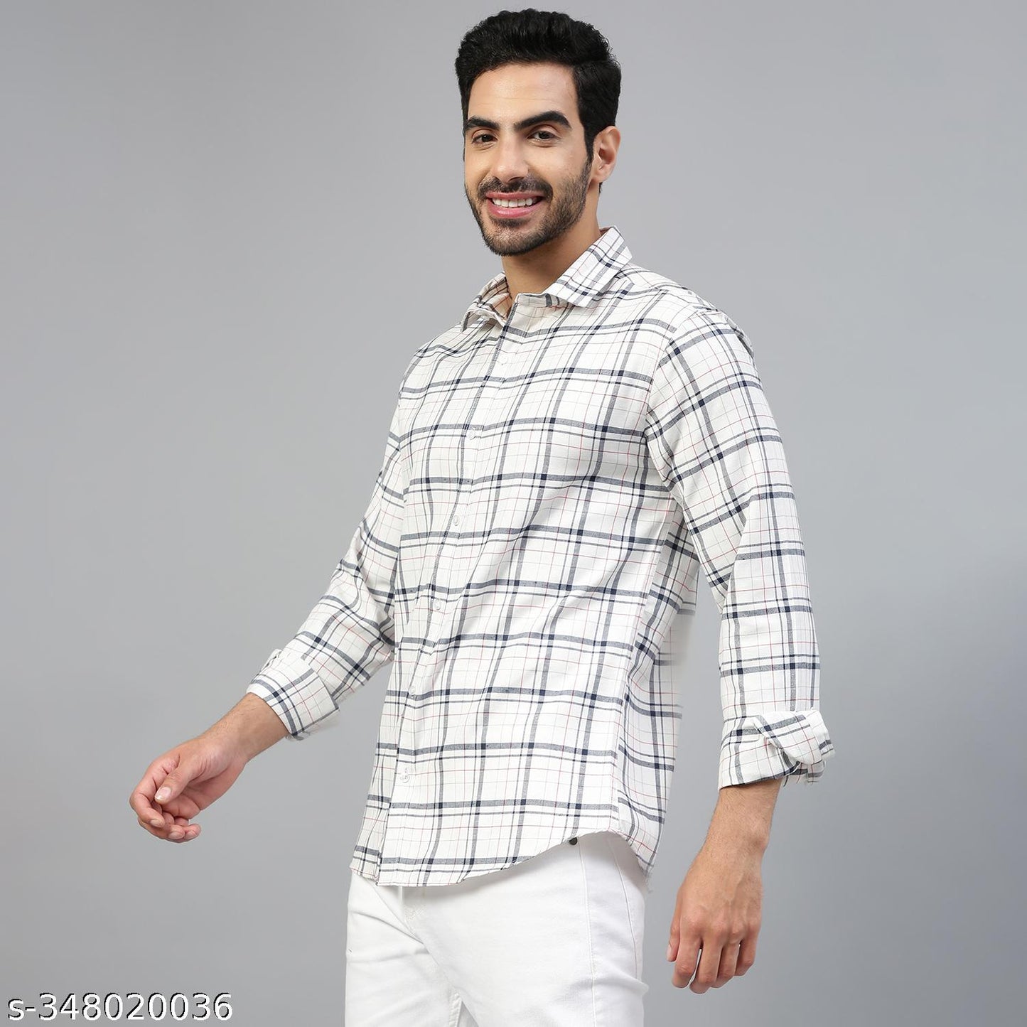 FTX Men's Checked Regular White Shirts