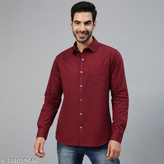 FTX Men's Solid Regular Maroon Shirts