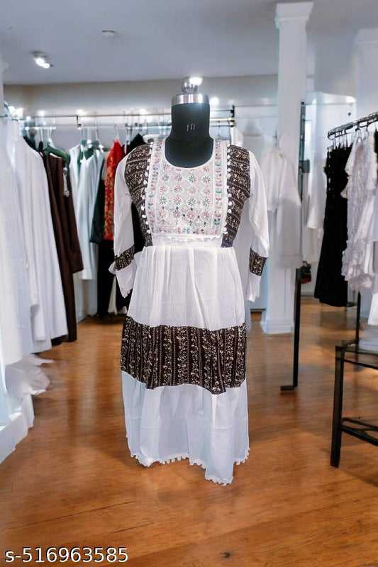 Elegant Embroidered Cotton Tunic for Women long kurti