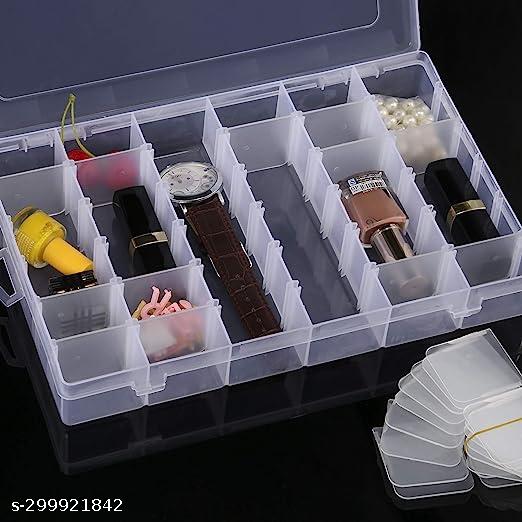 36 Grids Clear Plastic Organizer Jewelry Storage Box with Adjustable Dividers, Transparent Organizer Box for Earring Fishing Hooks(Made In INDIA)