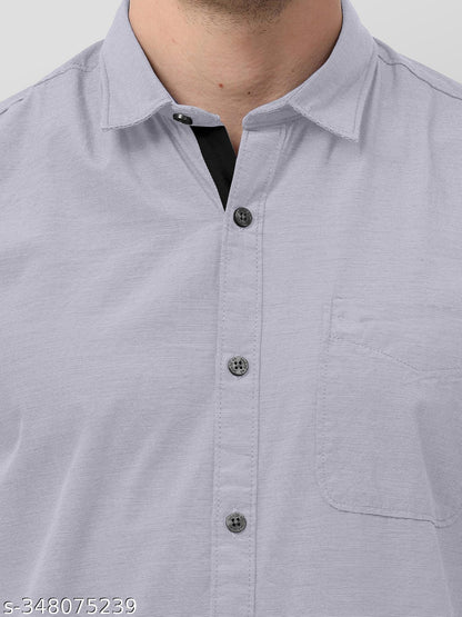 FTX Men's Solid Regular Spread Collar Blue Shirts