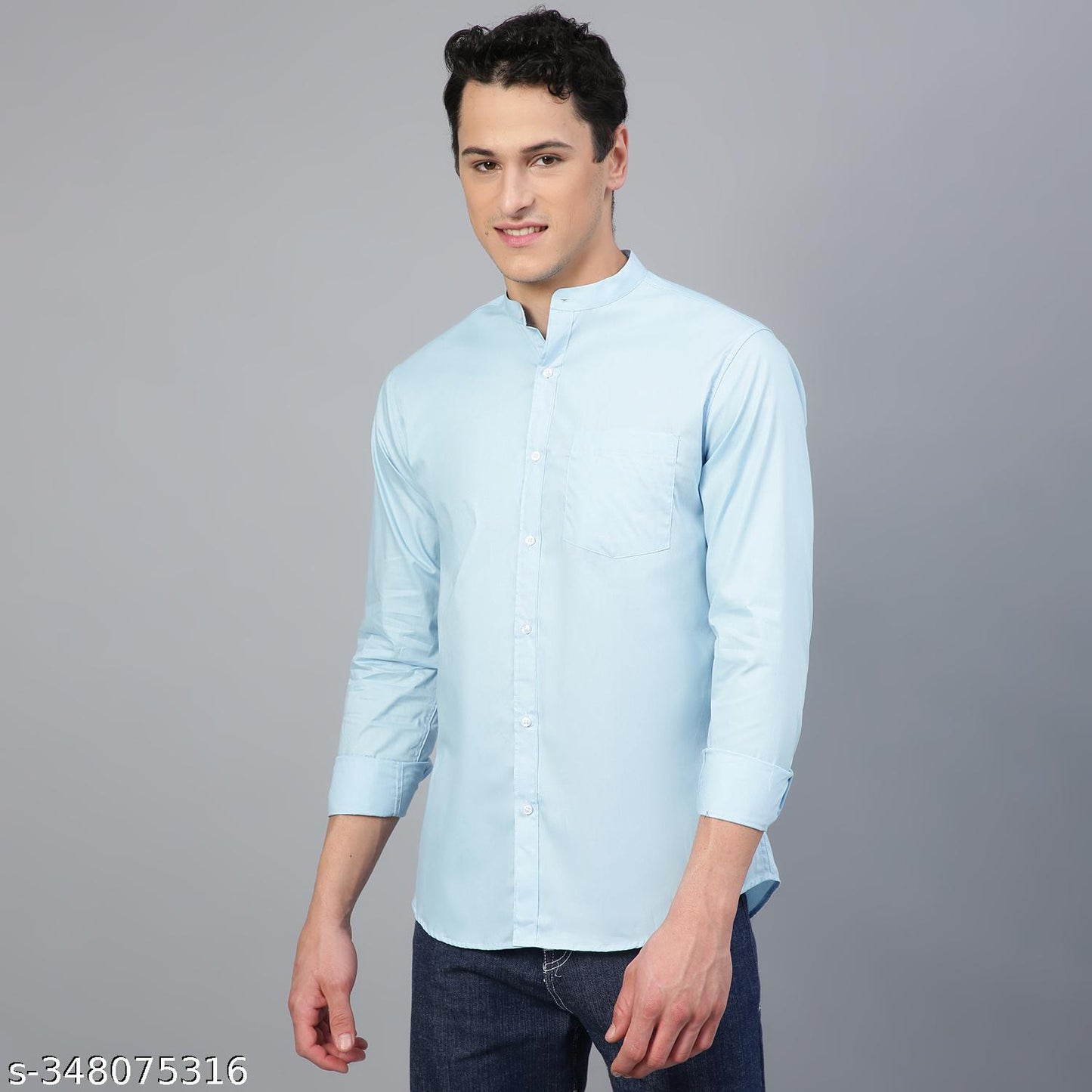 FTX Men's Solid Regular Mandarin White Shirts