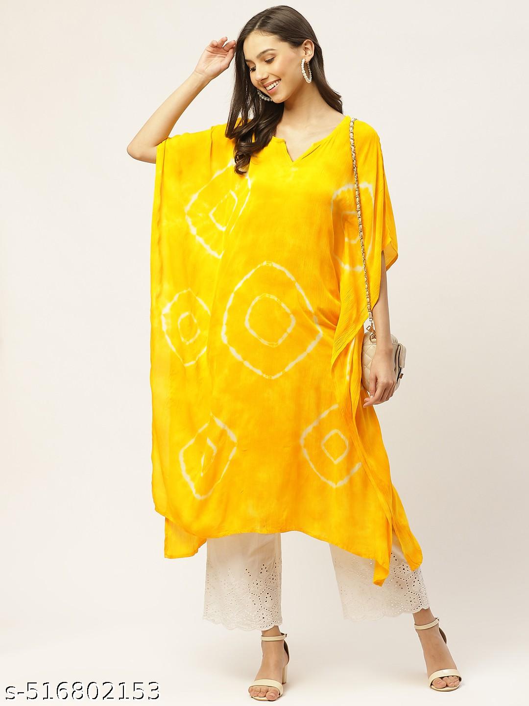 Women Tie-Dye Rayon Crepe Kaftan