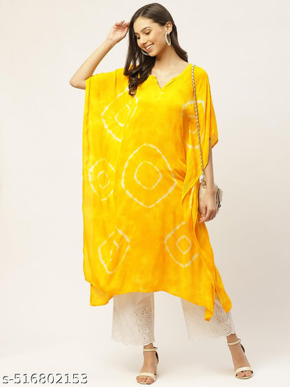 Women Tie-Dye Rayon Crepe Kaftan