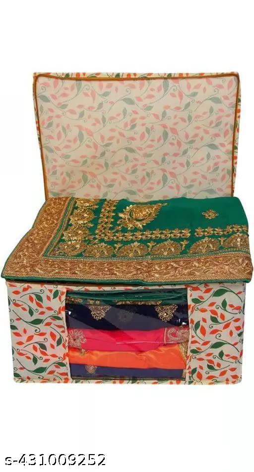 Printed Non Woven Saree Cover Storage Bags for Clothes with Premium Quality Combo Offer Saree Organizer for Wardrobe/Organizers for Clothes/Organizers for Wardrobe