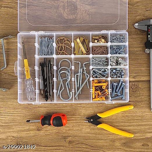 36 Grids Clear Plastic Organizer Jewelry Storage Box with Adjustable Dividers, Transparent Organizer Box for Earring Fishing Hooks(Made In INDIA)