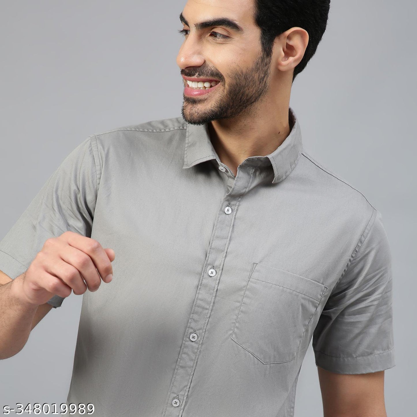 FTX Men's Solid Regular Spread Collar Grey Shirts