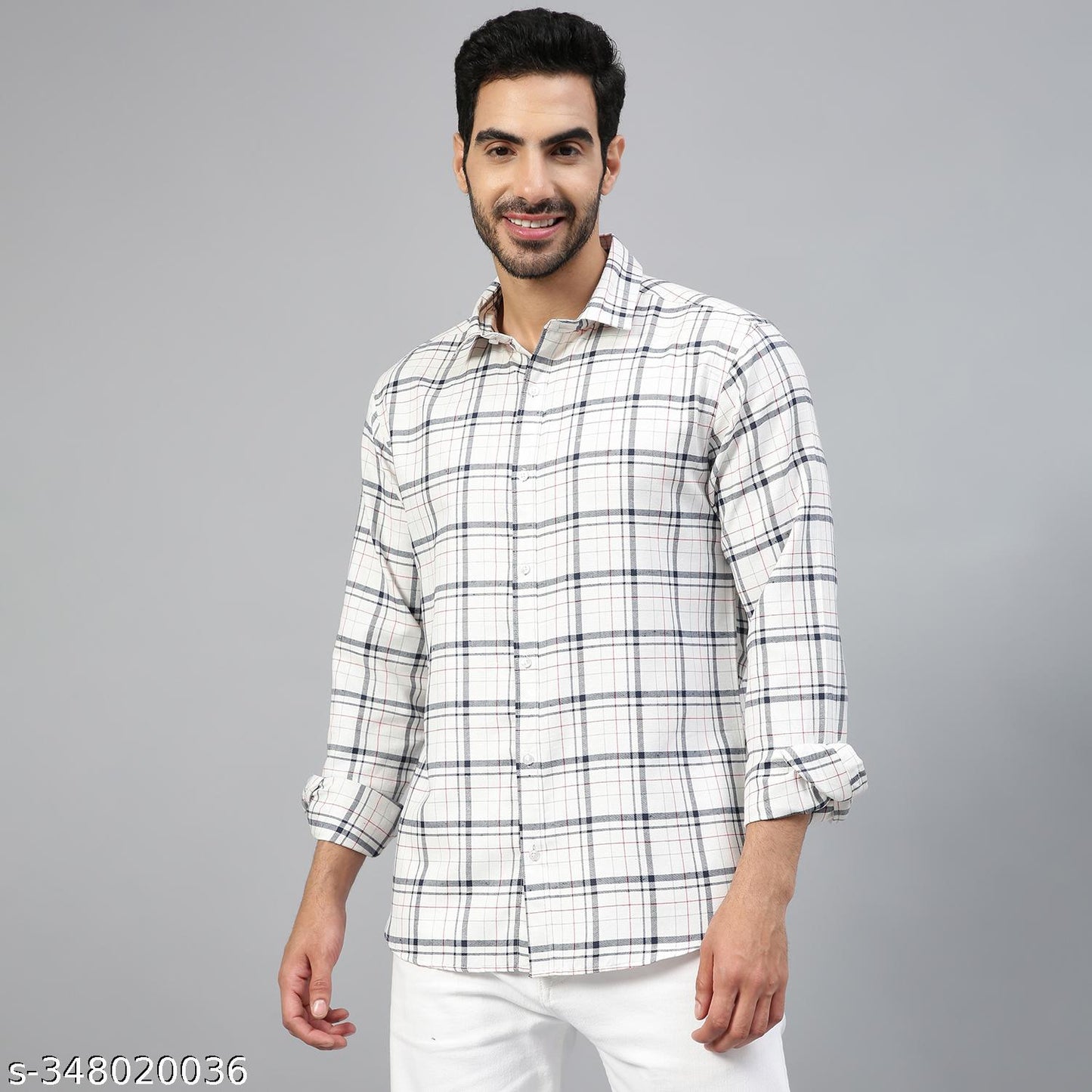 FTX Men's Checked Regular White Shirts