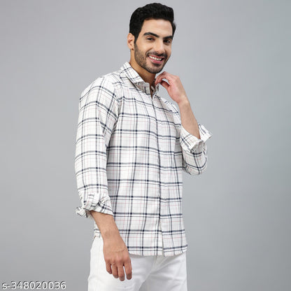 FTX Men's Checked Regular White Shirts